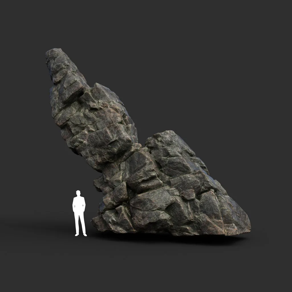 Low poly Black Cliff Modular Rock 210712