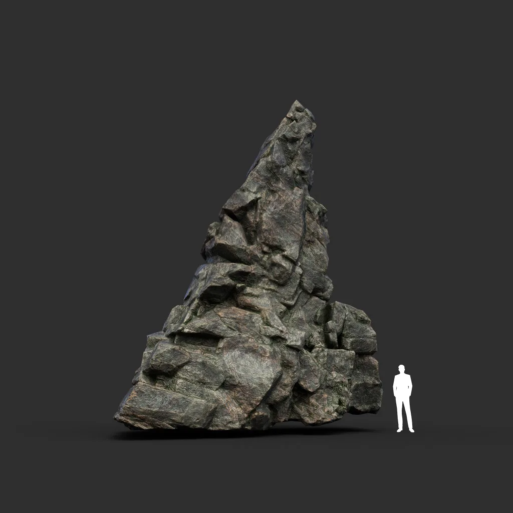 Low poly Black Cliff Modular Rock 210712