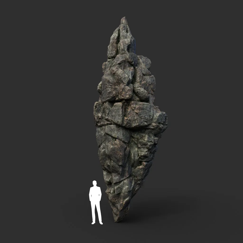 Low poly Black Cliff Modular Rock 210712