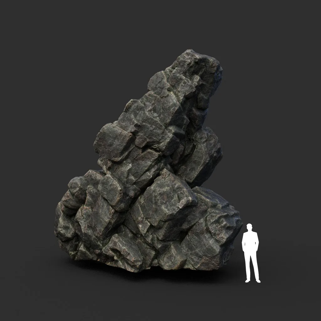 Low poly Black Cliff Modular Rock 210712