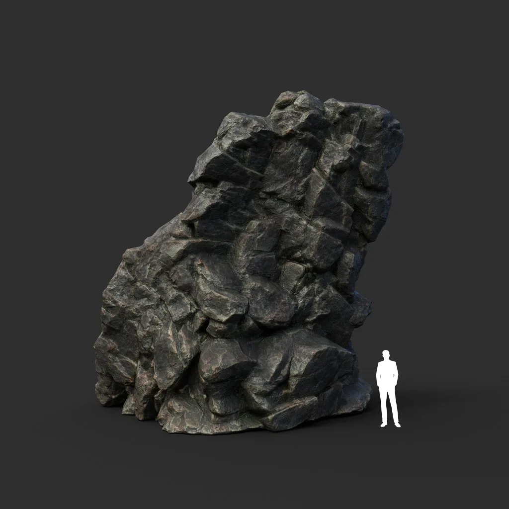 Low poly Black Cliff Modular Rock 210712