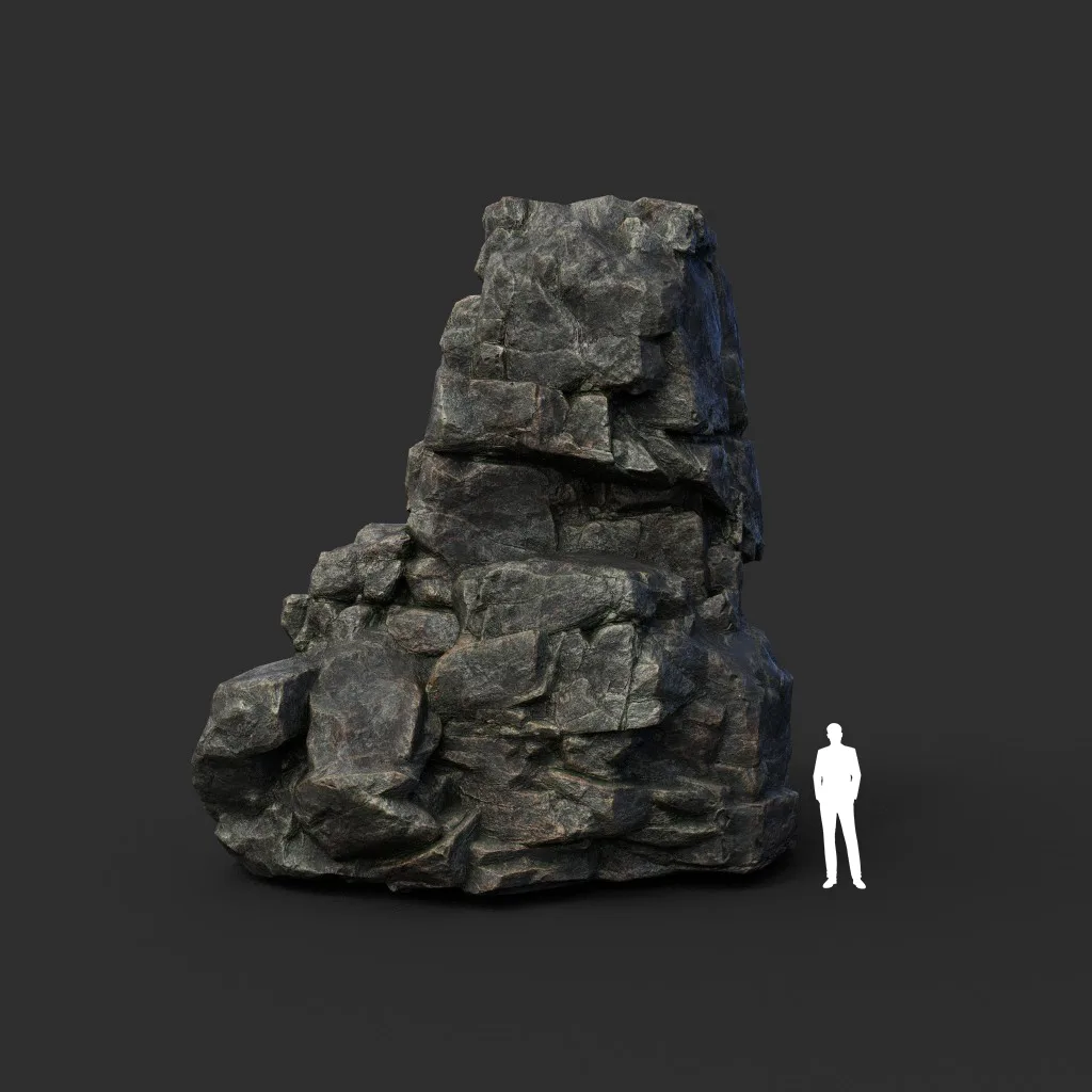 Low poly Black Cliff Modular Rock 210712