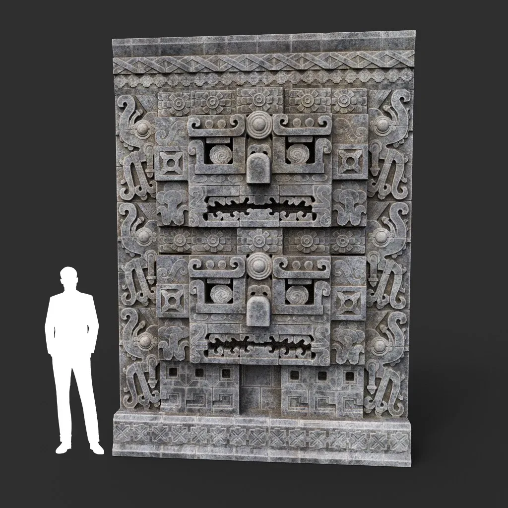 Low poly Mayan Inca Aztec Wall Modular Pack 210616