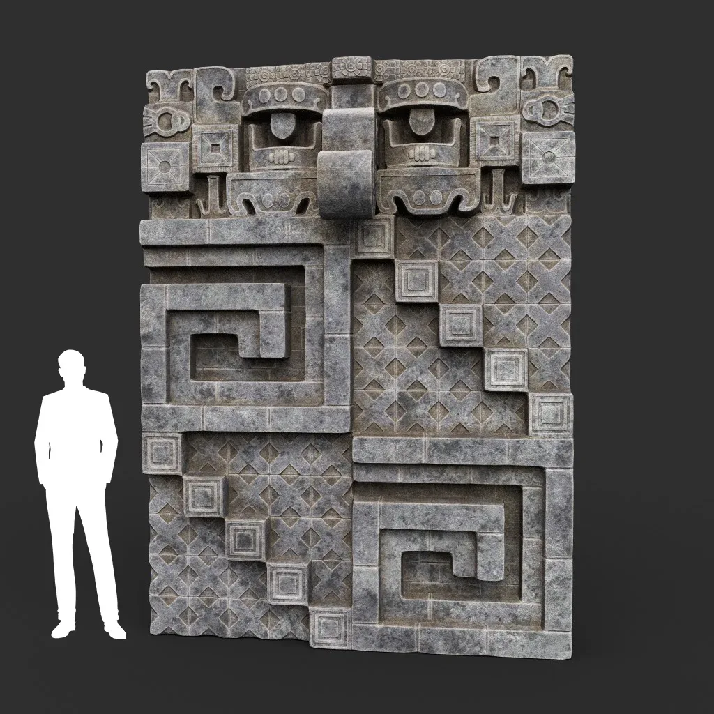 Low poly Mayan Inca Aztec Wall Modular Pack 210616