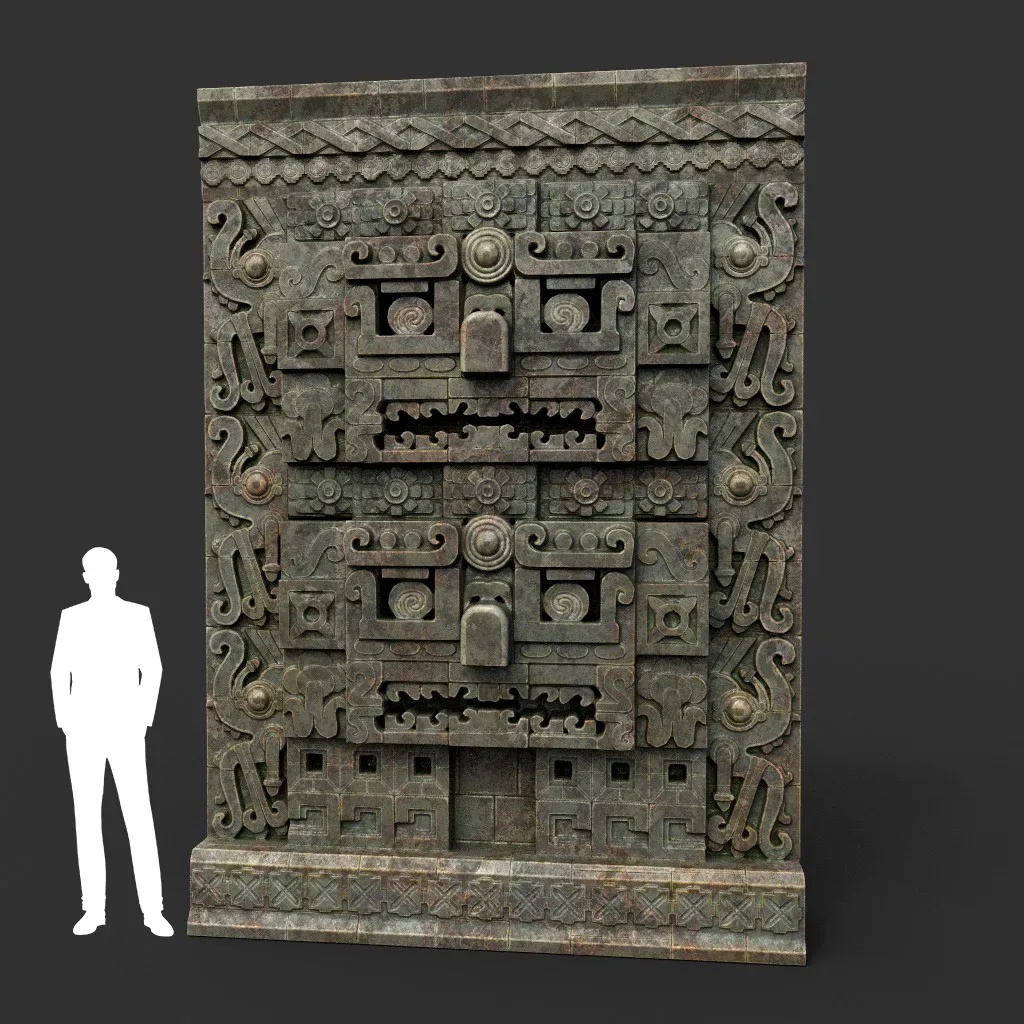 Low poly Mayan Inca Aztec Wall Modular Pack Mossy 210616