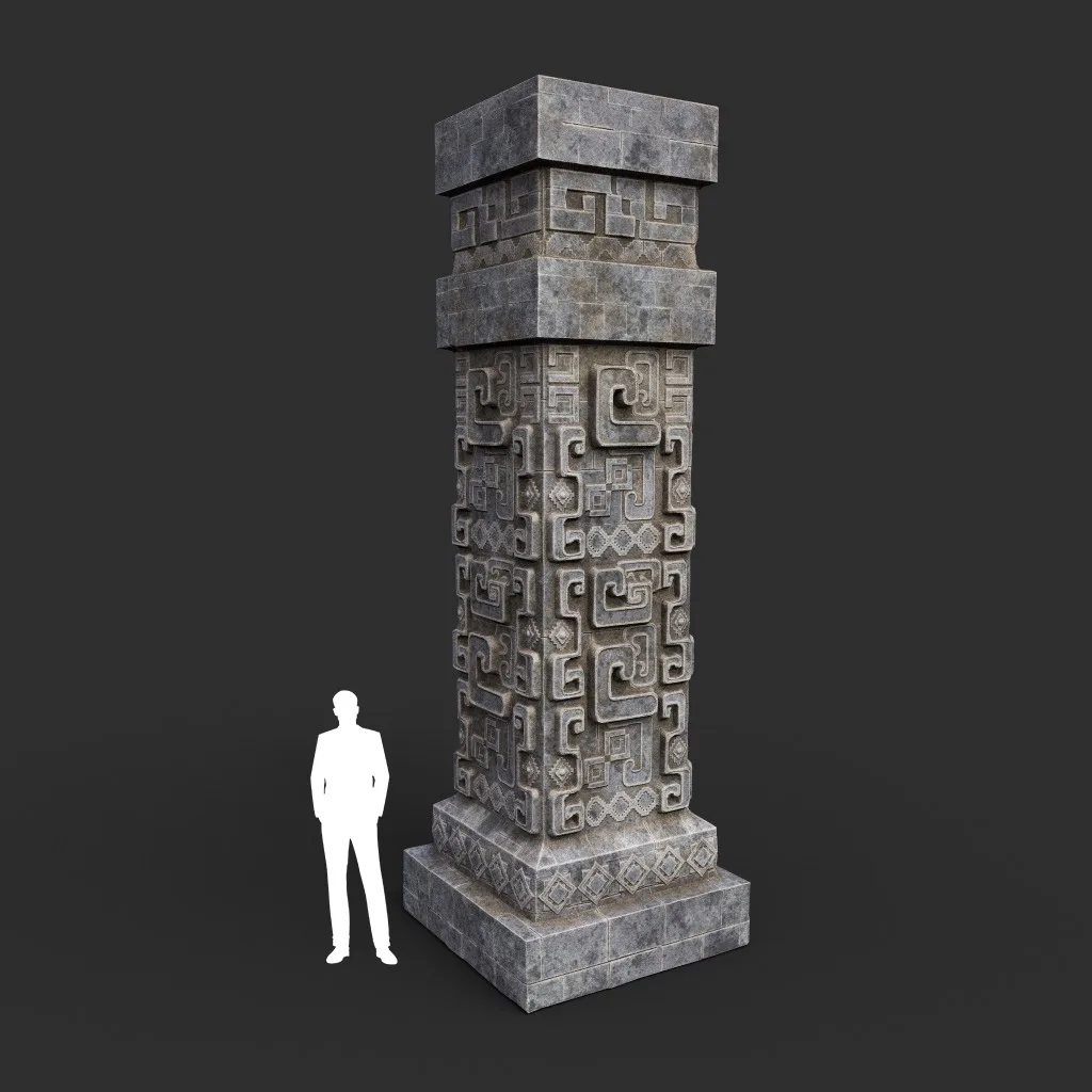 Low poly Mayan Inca Aztec Column Modular Pack 210616