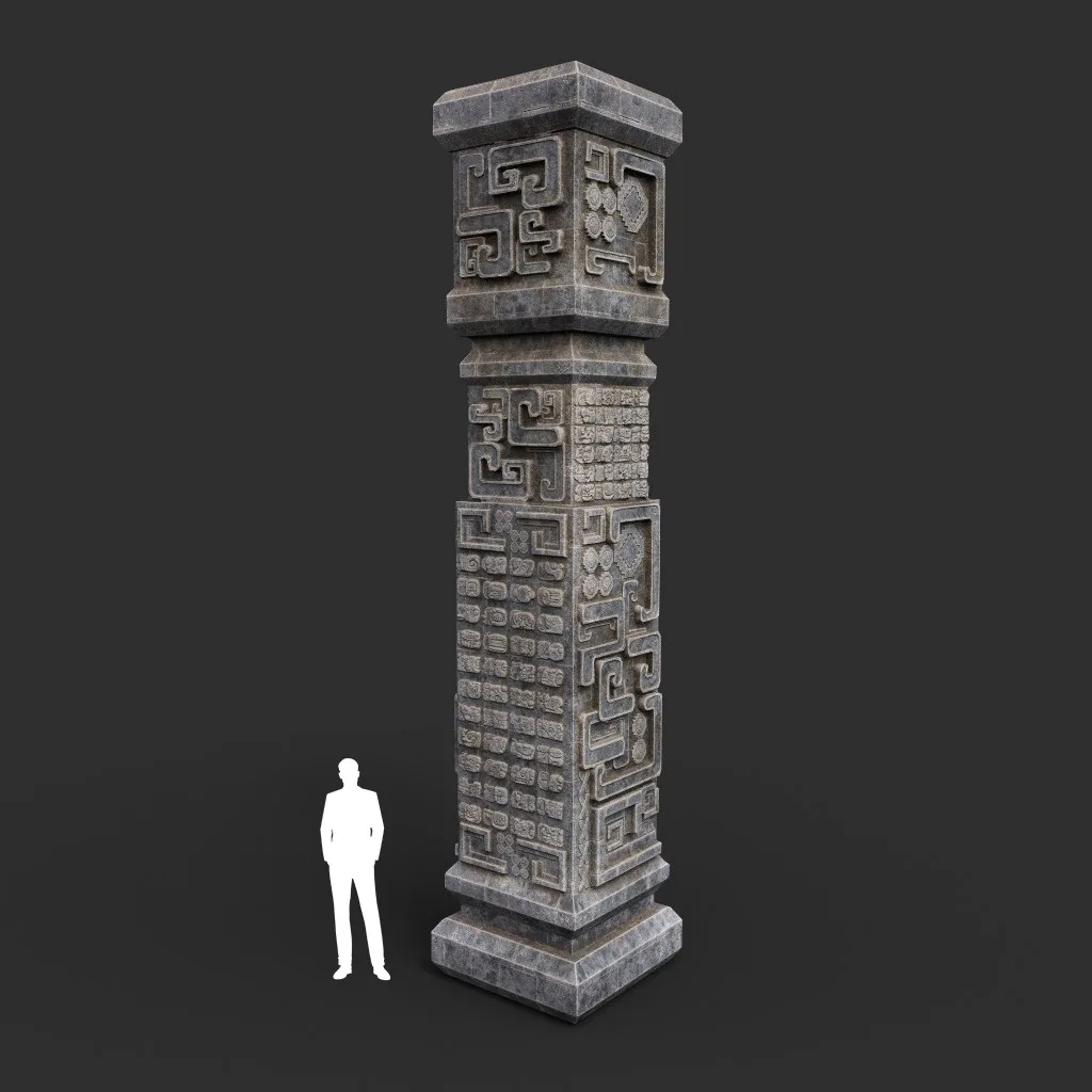 Low poly Mayan Inca Aztec Column Modular Pack 210616