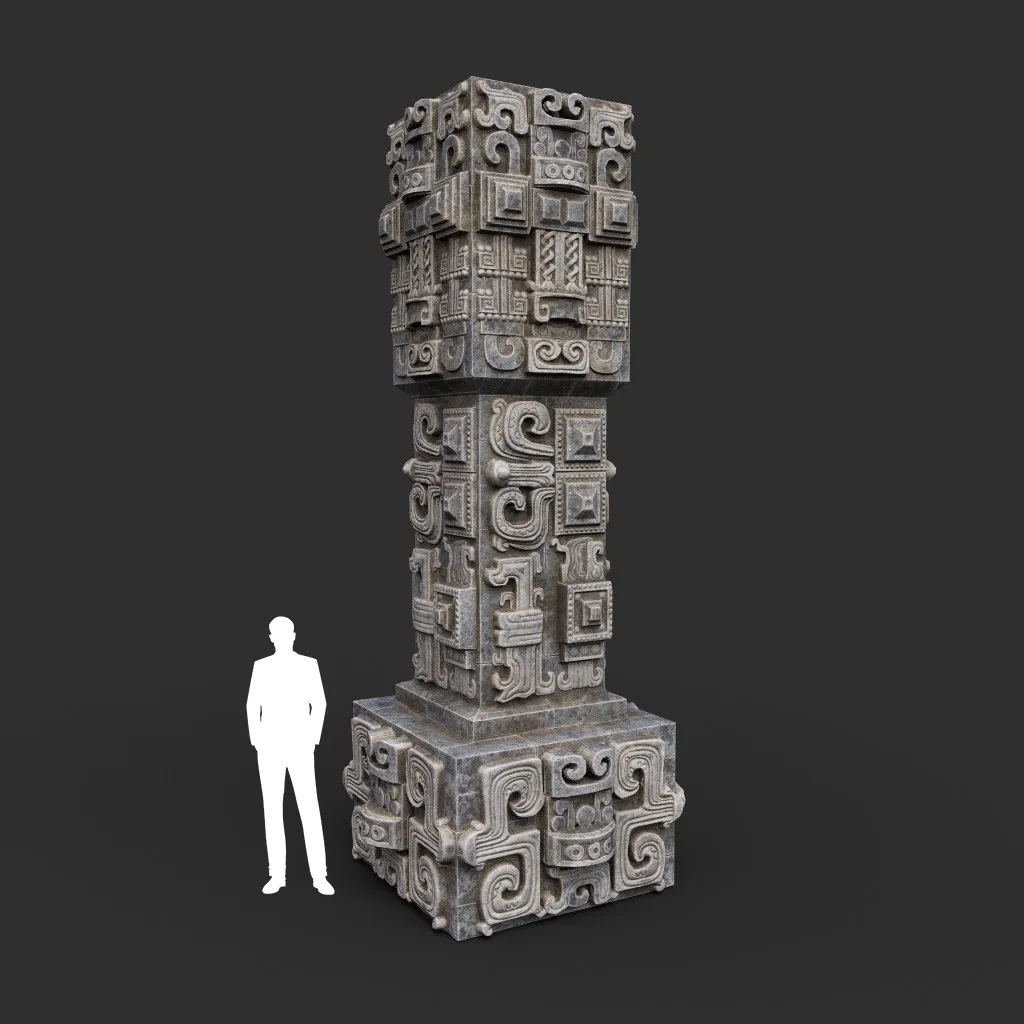 Low poly Mayan Inca Aztec Column Modular Pack 210616