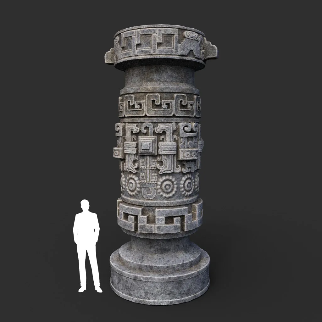 Low poly Mayan Inca Aztec Column Modular Pack 210616