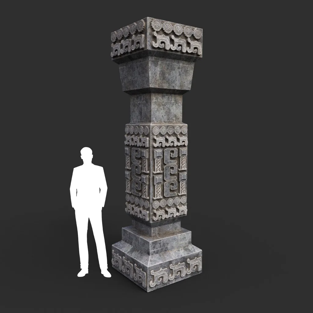 Low poly Mayan Inca Aztec Column Modular Pack 210616