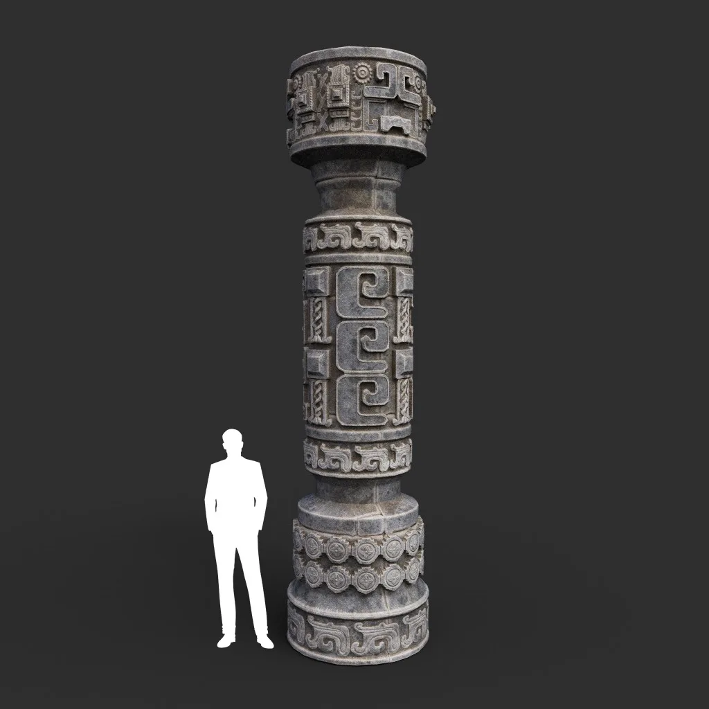 Low poly Mayan Inca Aztec Column Modular Pack 210616