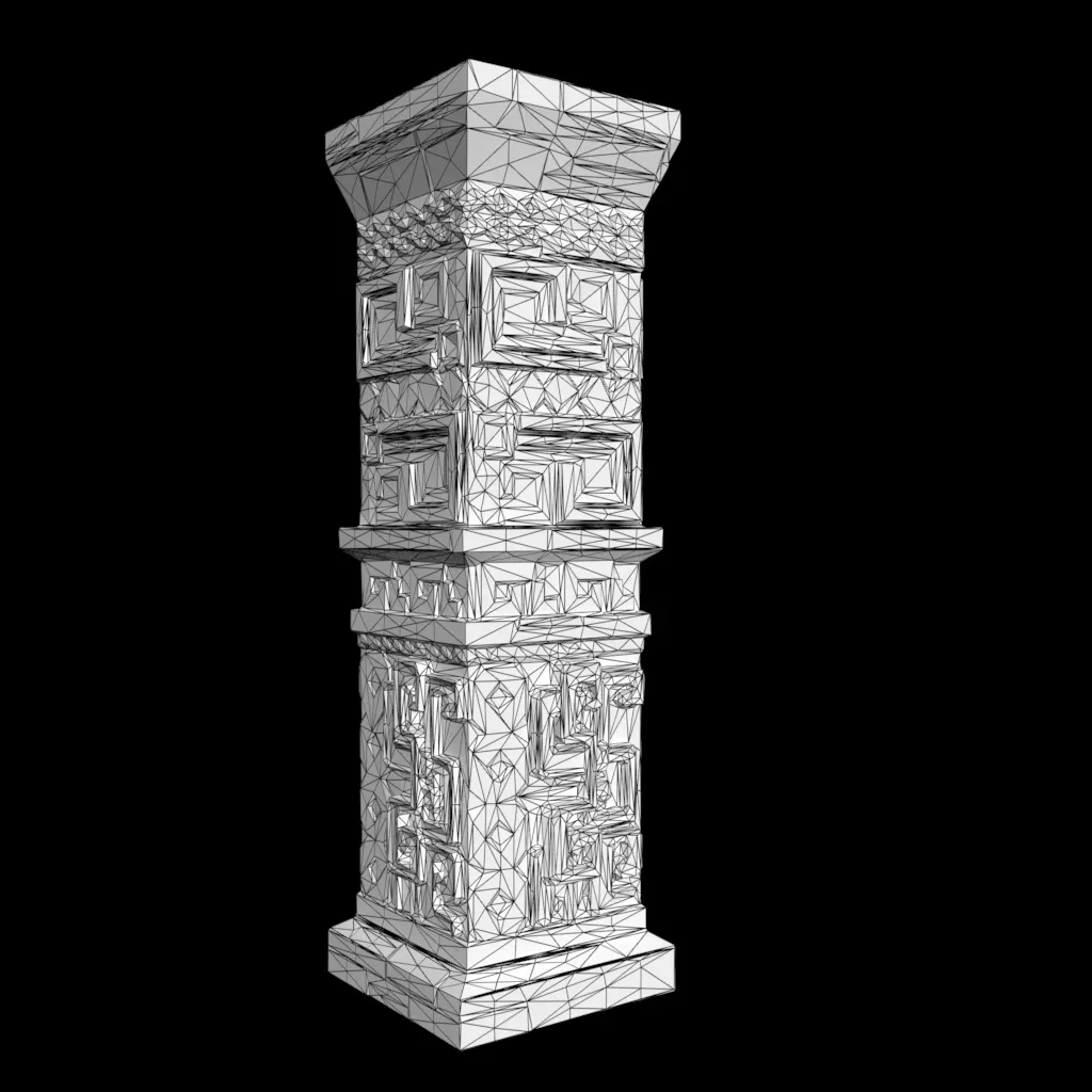 Low poly Mayan Inca Aztec Column Modular Pack Mossy 210616