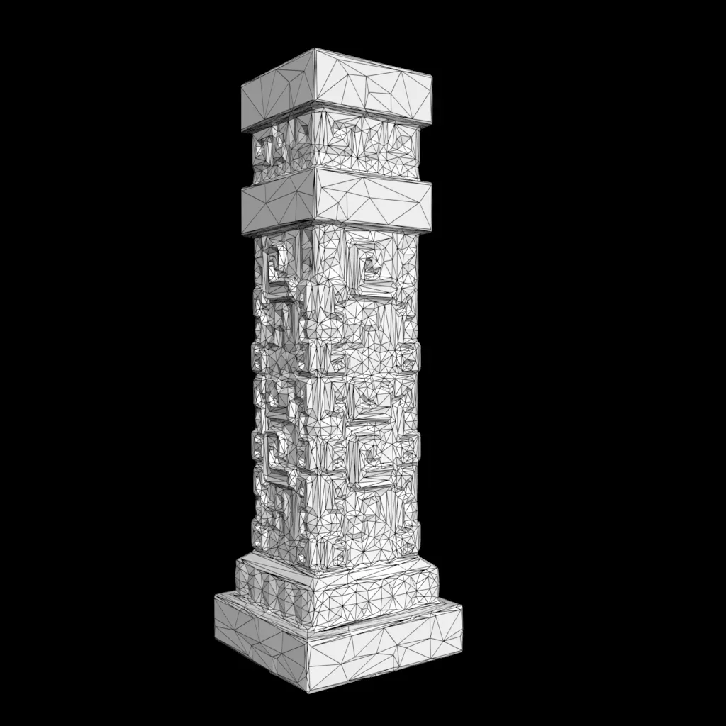 Low poly Mayan Inca Aztec Column Modular Pack Mossy 210616