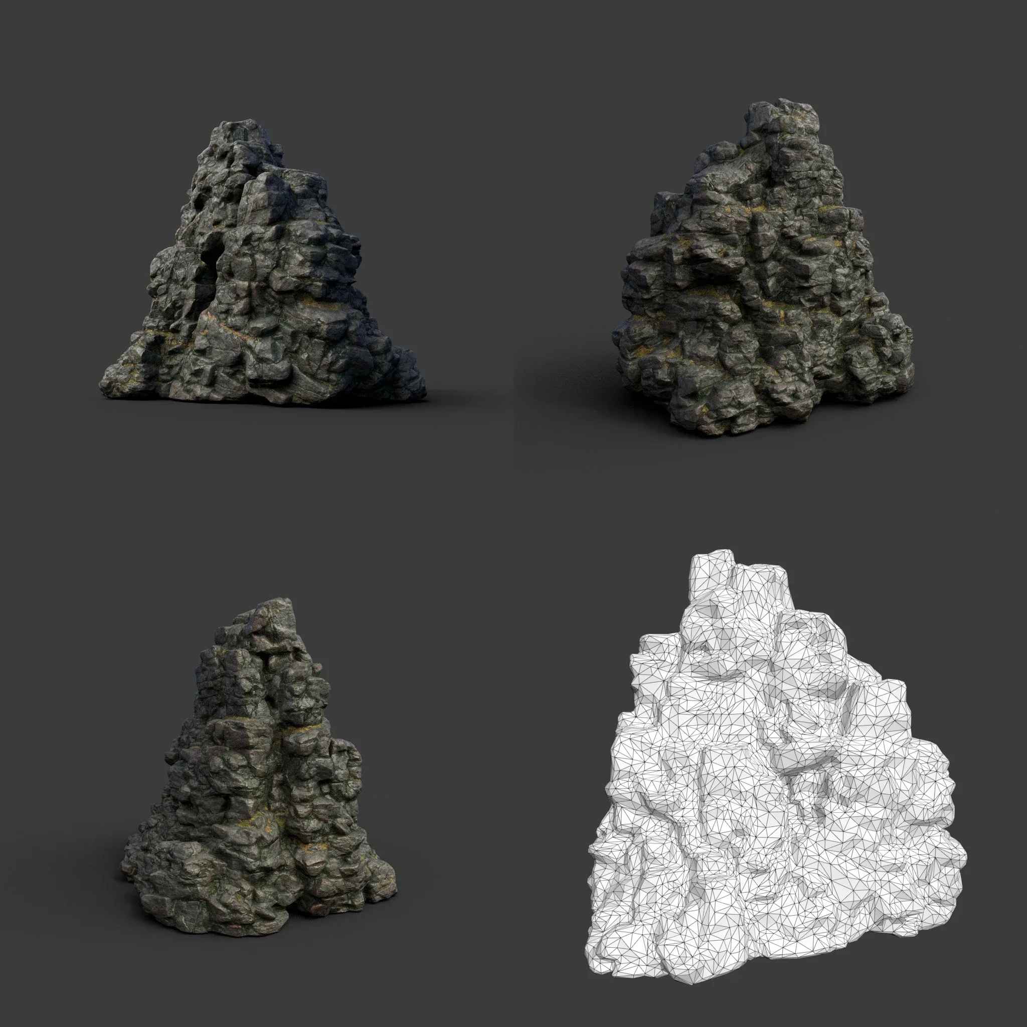 Low poly Tall Cliff Black Rock Collection 210502