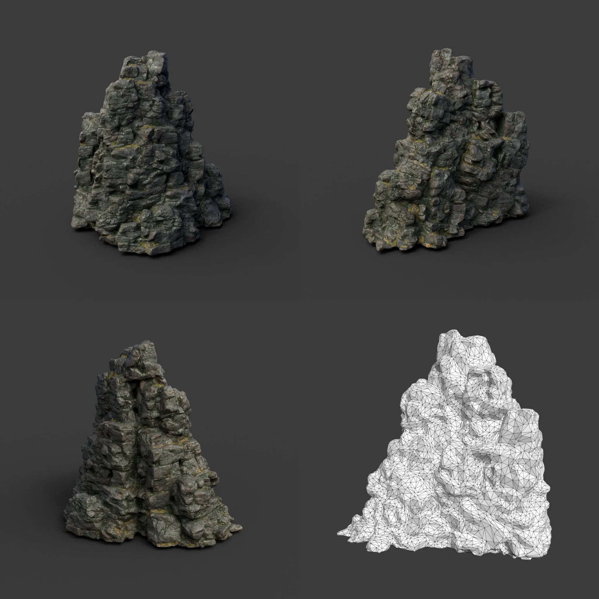 Low poly Tall Cliff Black Rock Collection 210502