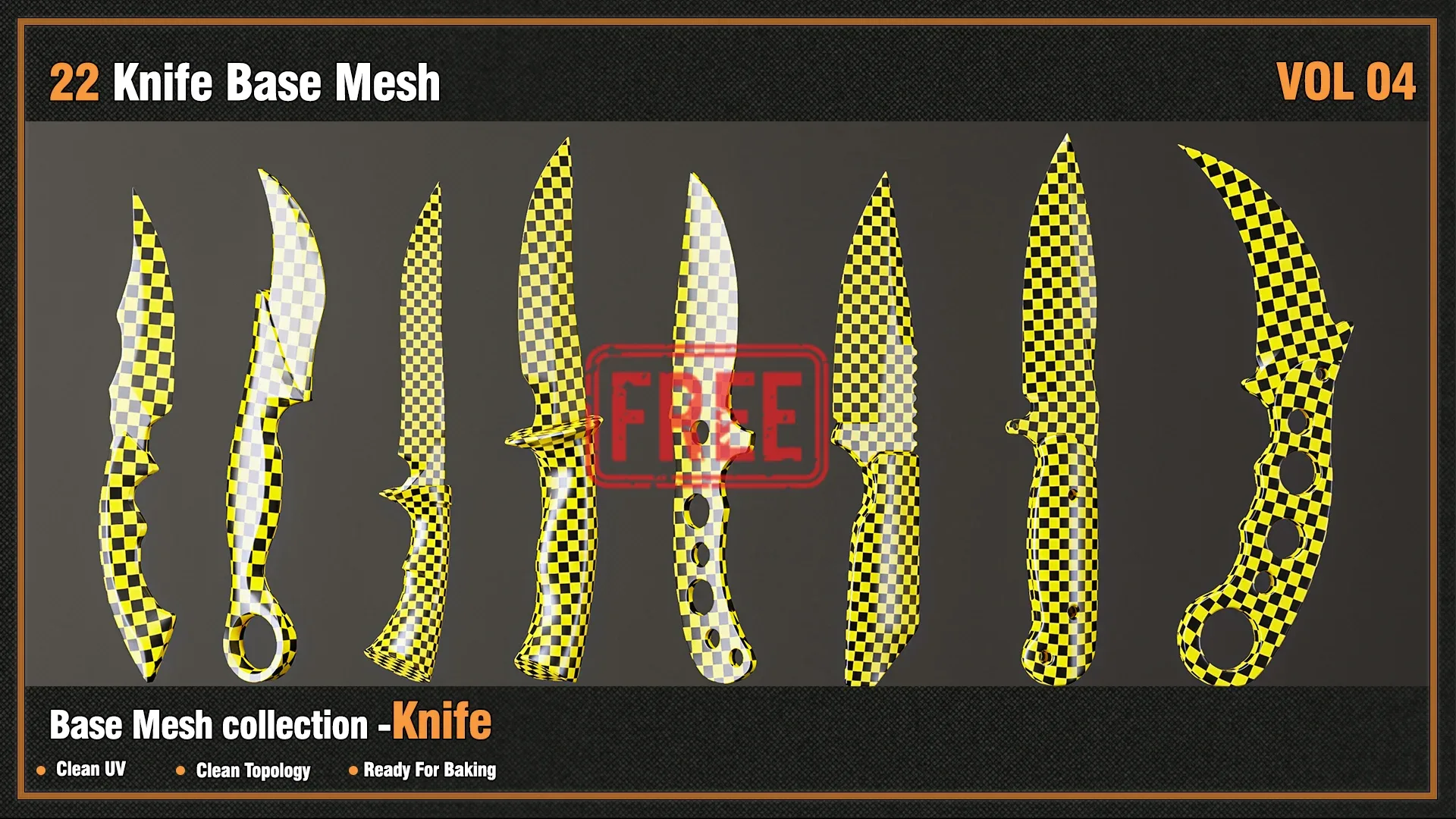 22 Knife Base Mesh- vol 4 ( Game Ready )