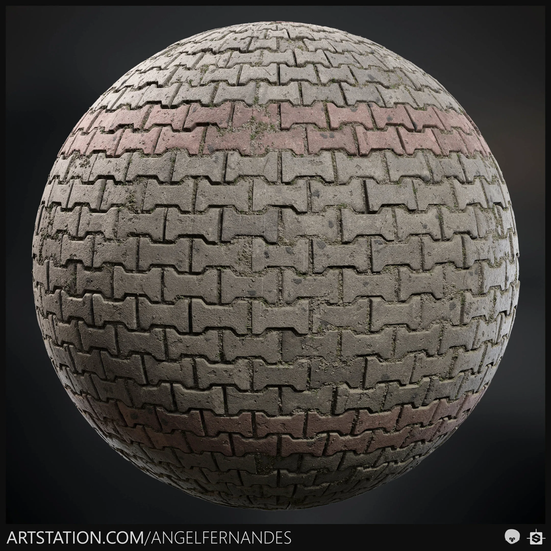 Concrete Dumbbell Bricks - Substance Designer