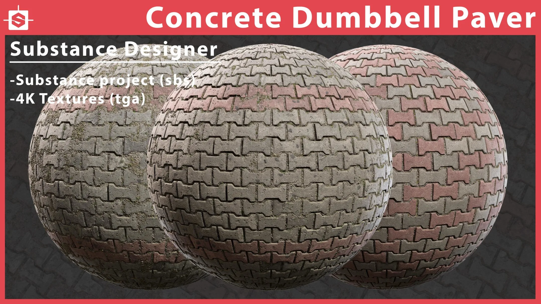 Concrete Dumbbell Bricks - Substance Designer