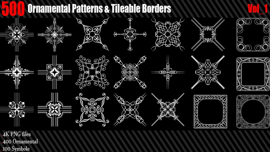 500 Ornamental Pattern & Tileable Borders Vol_1