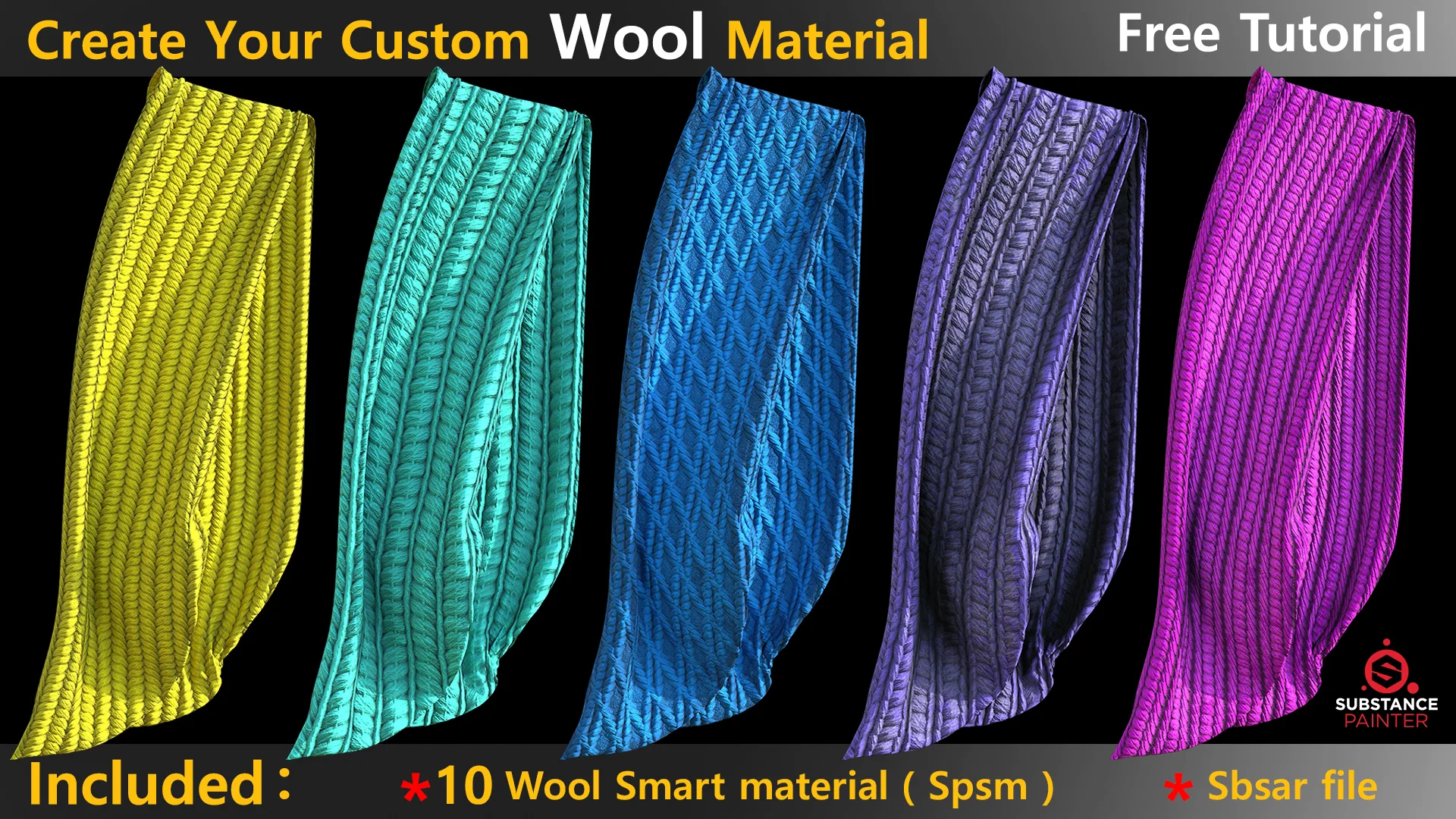 Create wool material in substance painter + Sbsar + 10 wool smart material