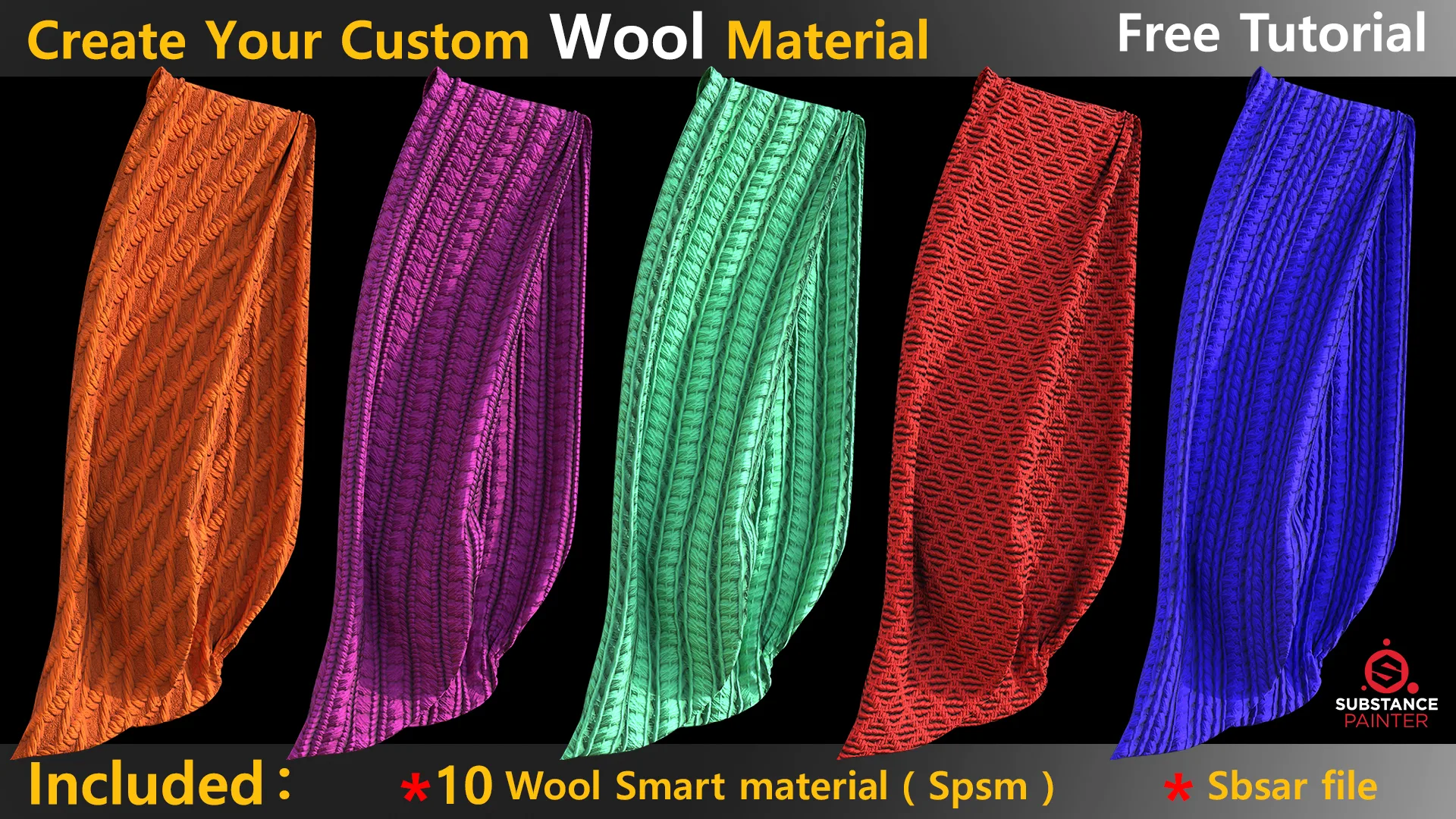 Create wool material in substance painter + Sbsar + 10 wool smart material