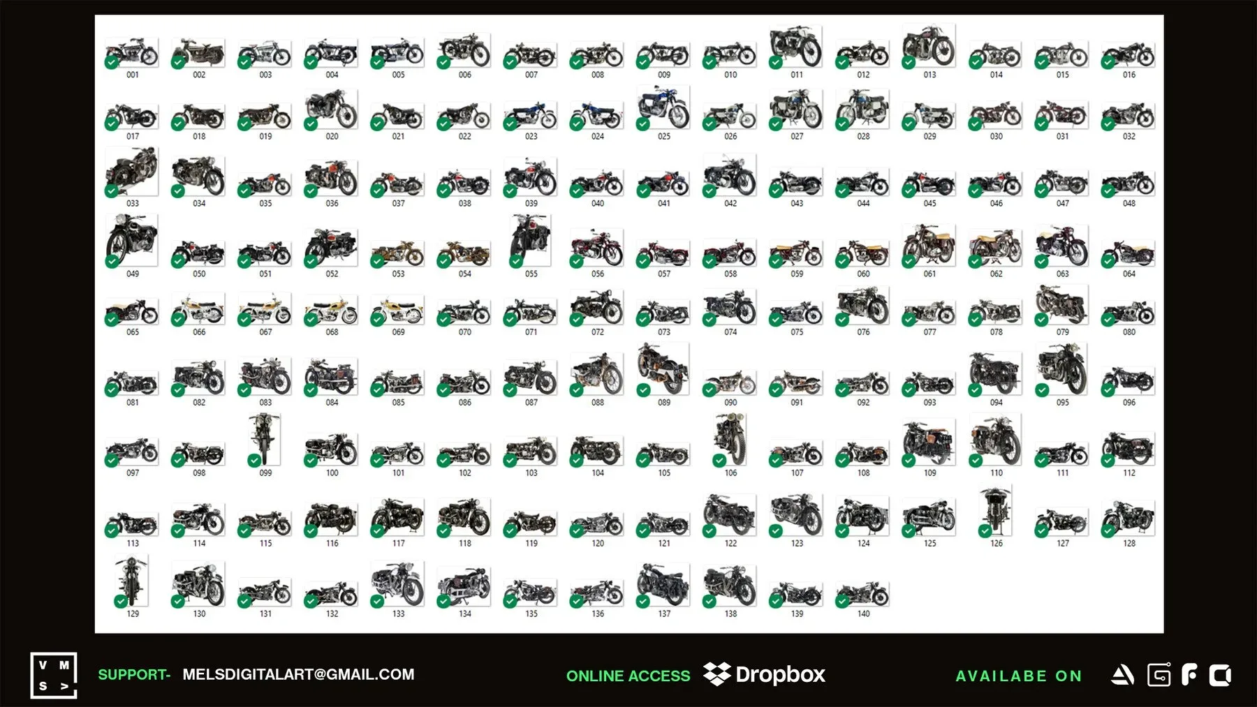 140 Rare Retro MOTORCYCLES Cut out Reference Images