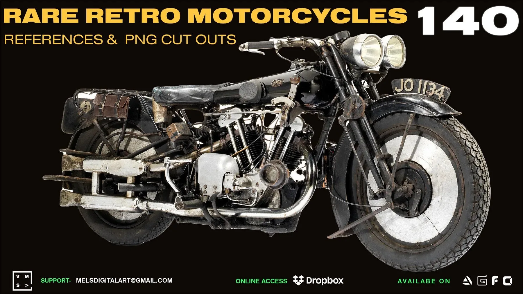 140 Rare Retro MOTORCYCLES Cut out Reference Images