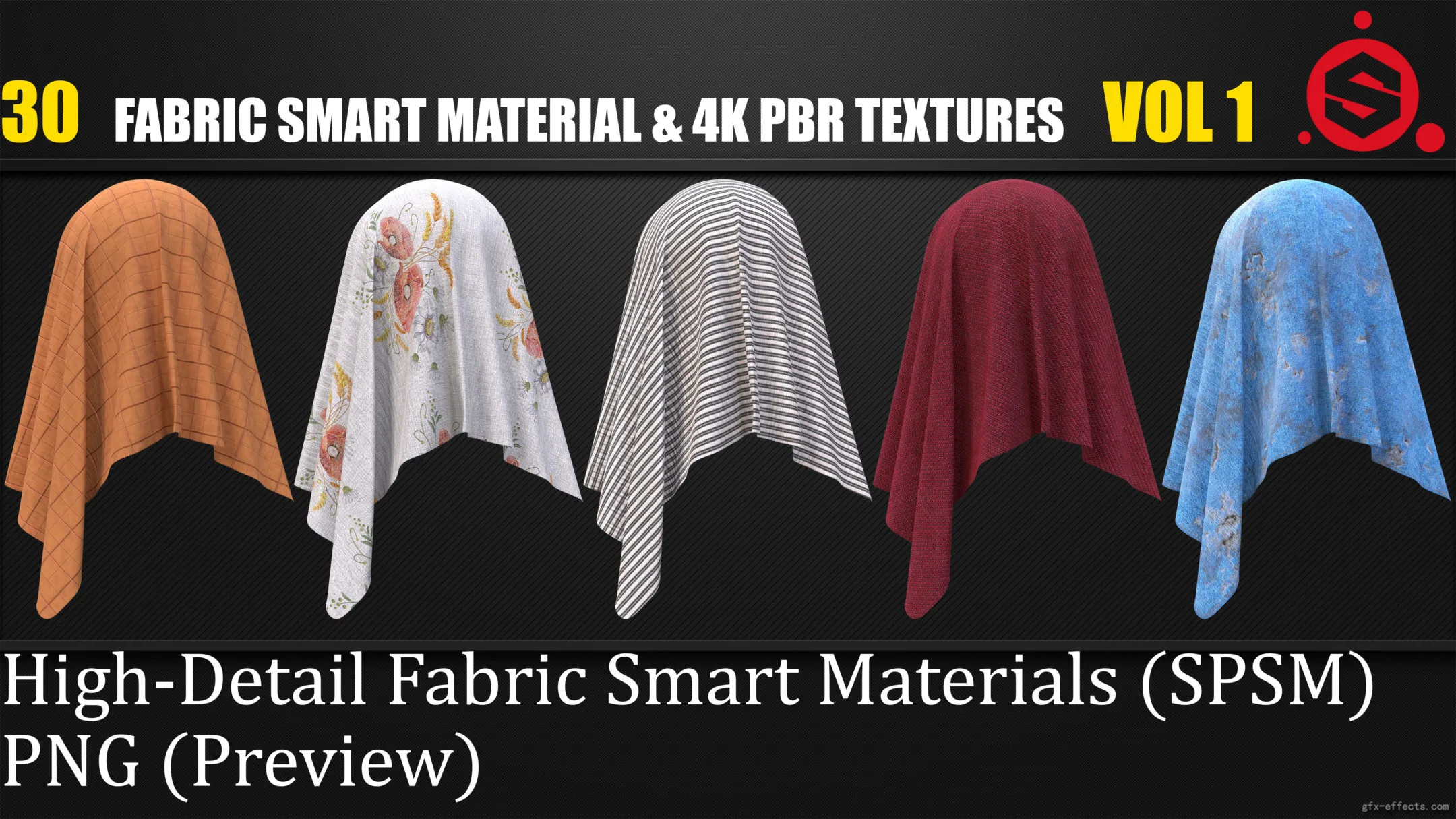 30 Fabric Smart Material &amp; 4K PBR Textures vol 1