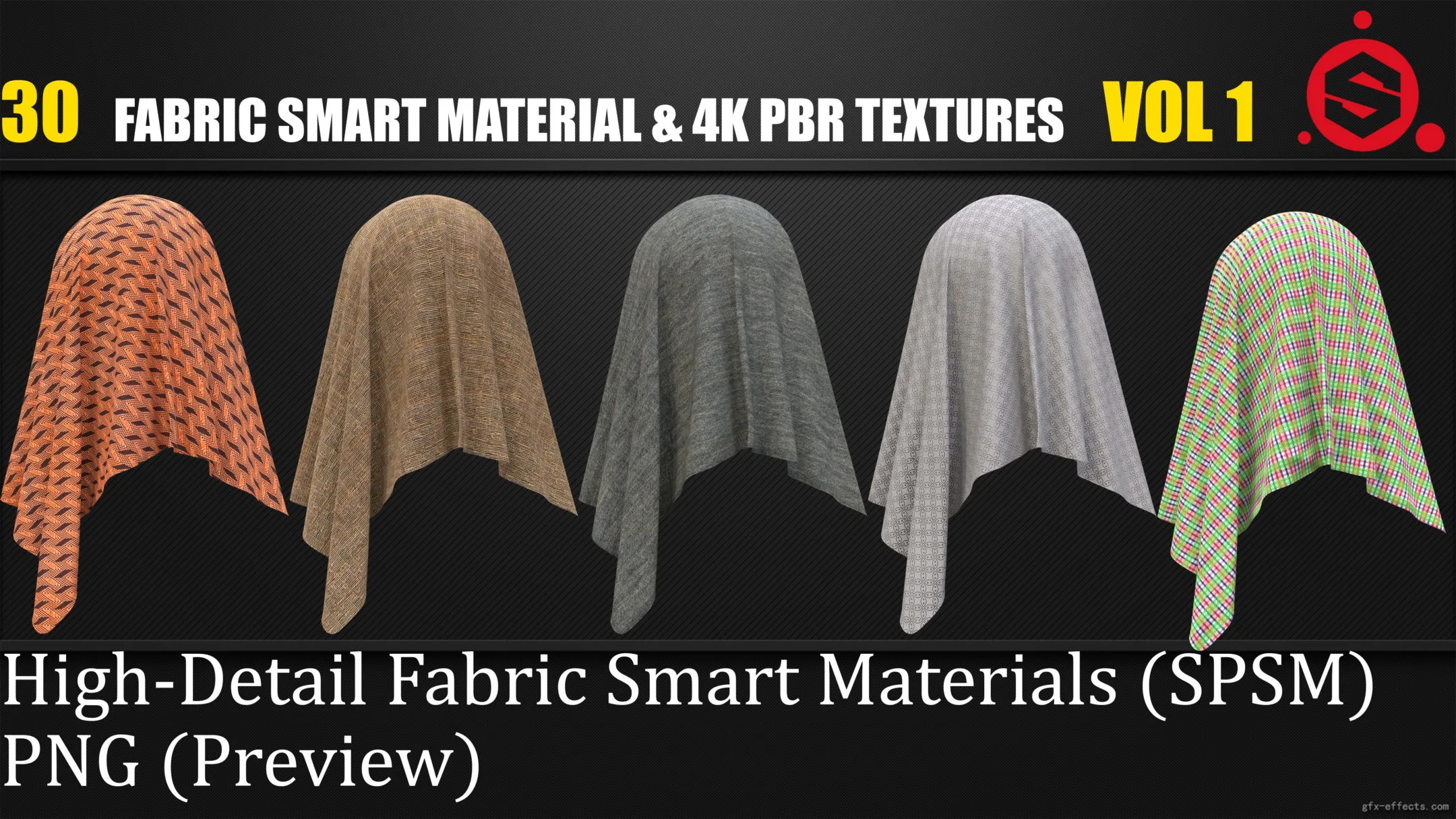 30 Fabric Smart Material &amp; 4K PBR Textures vol 1