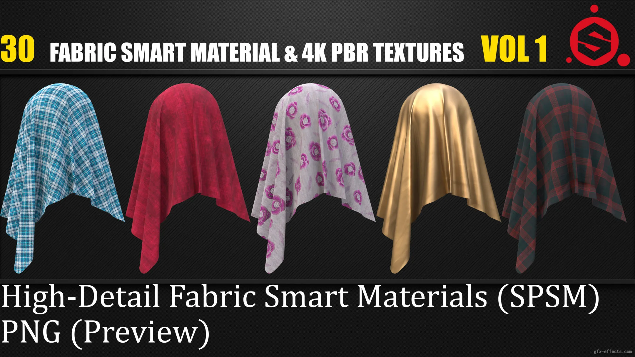 30 Fabric Smart Material &amp; 4K PBR Textures vol 1