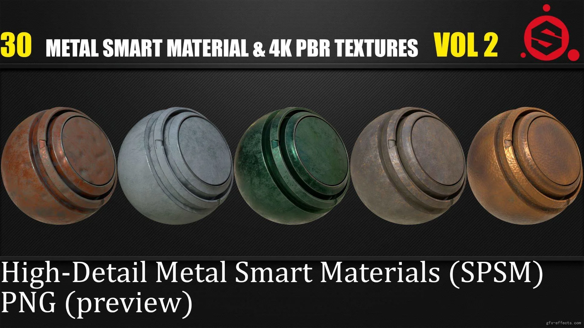 30 Metal Smart Materials + 4K PBR Textures vol 2