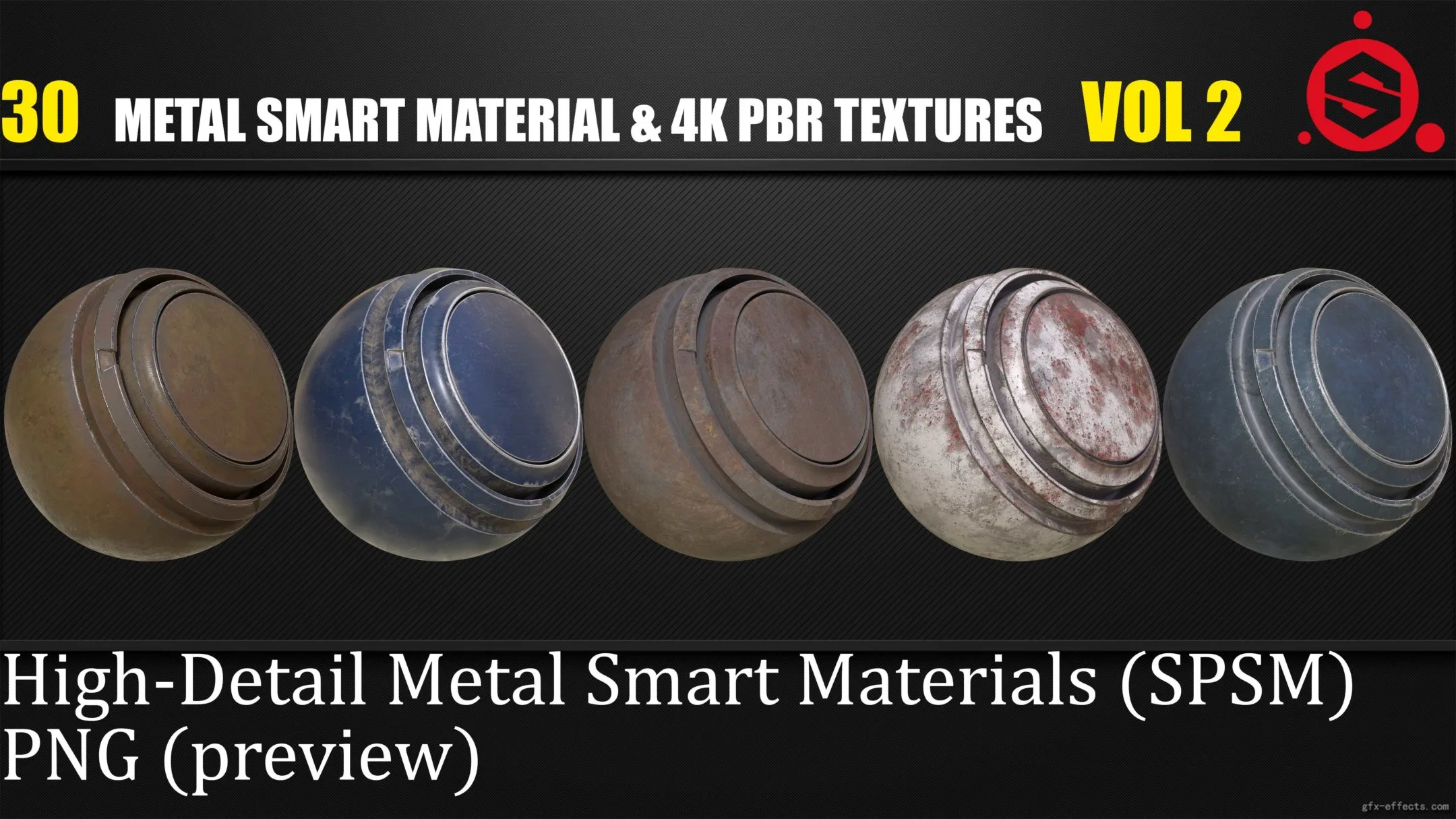 30 Metal Smart Materials + 4K PBR Textures vol 2
