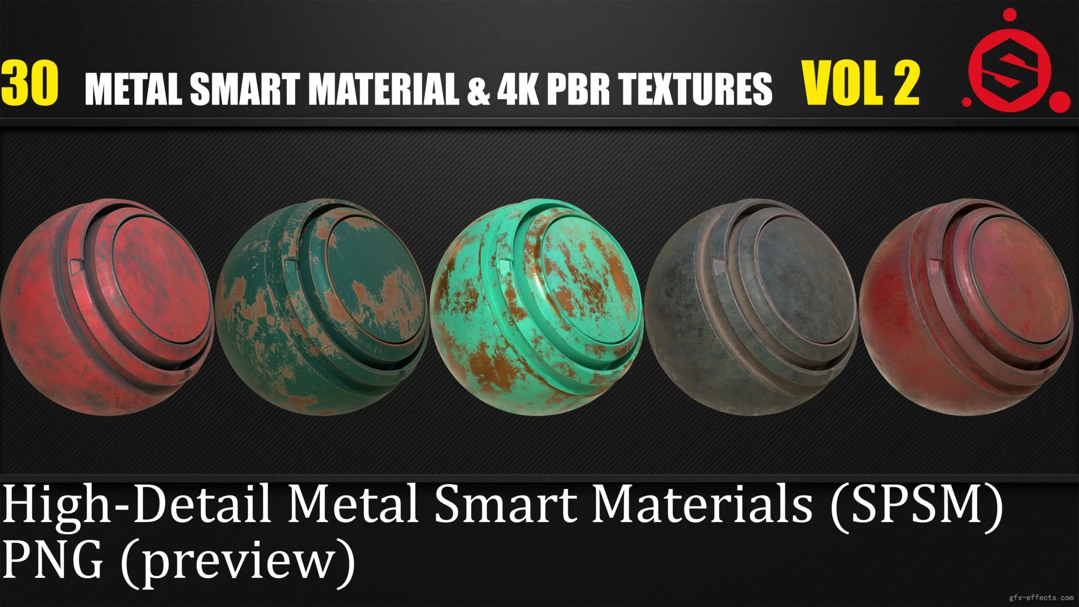 30 Metal Smart Materials + 4K PBR Textures vol 2