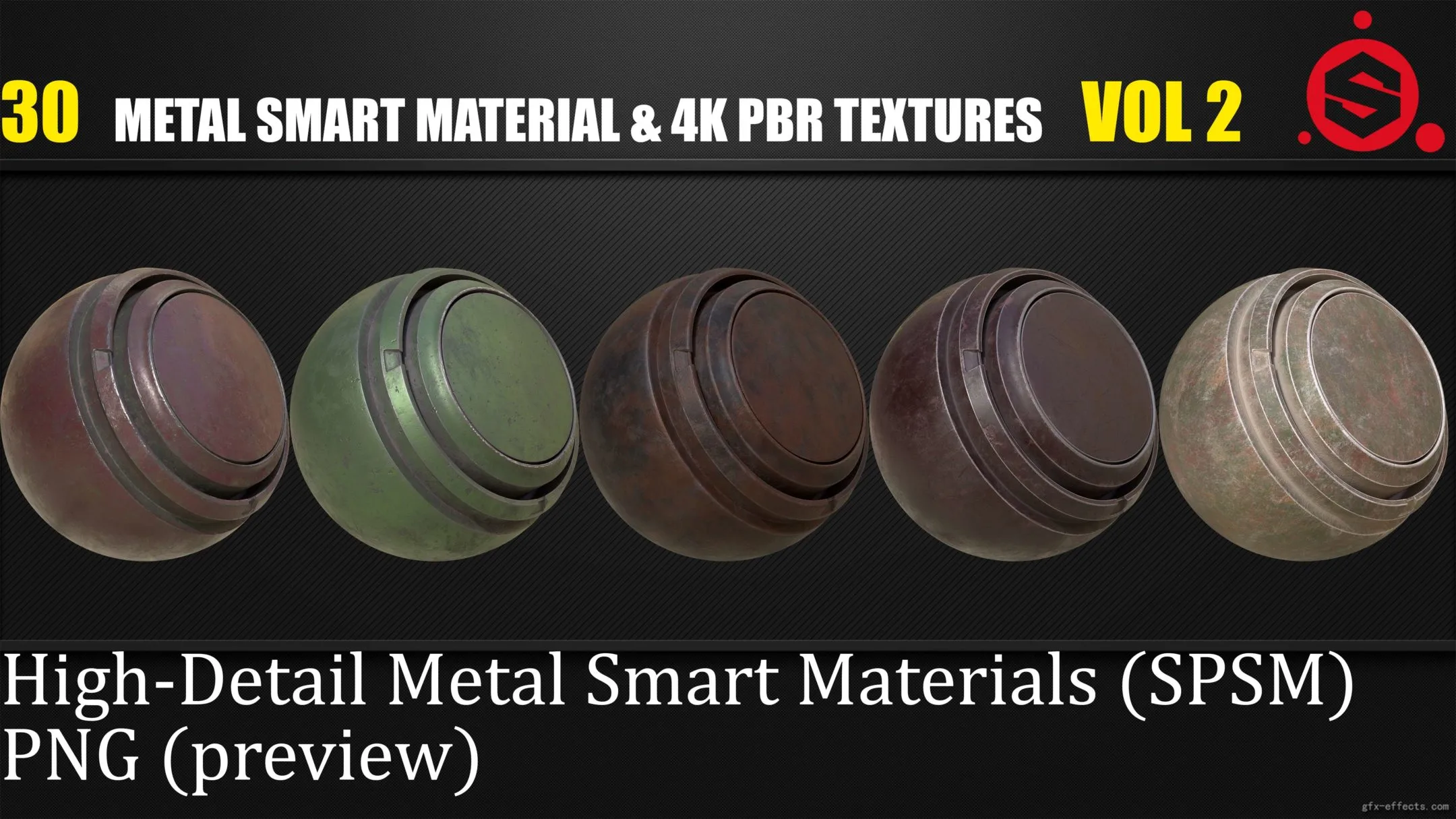 30 Metal Smart Materials + 4K PBR Textures vol 2