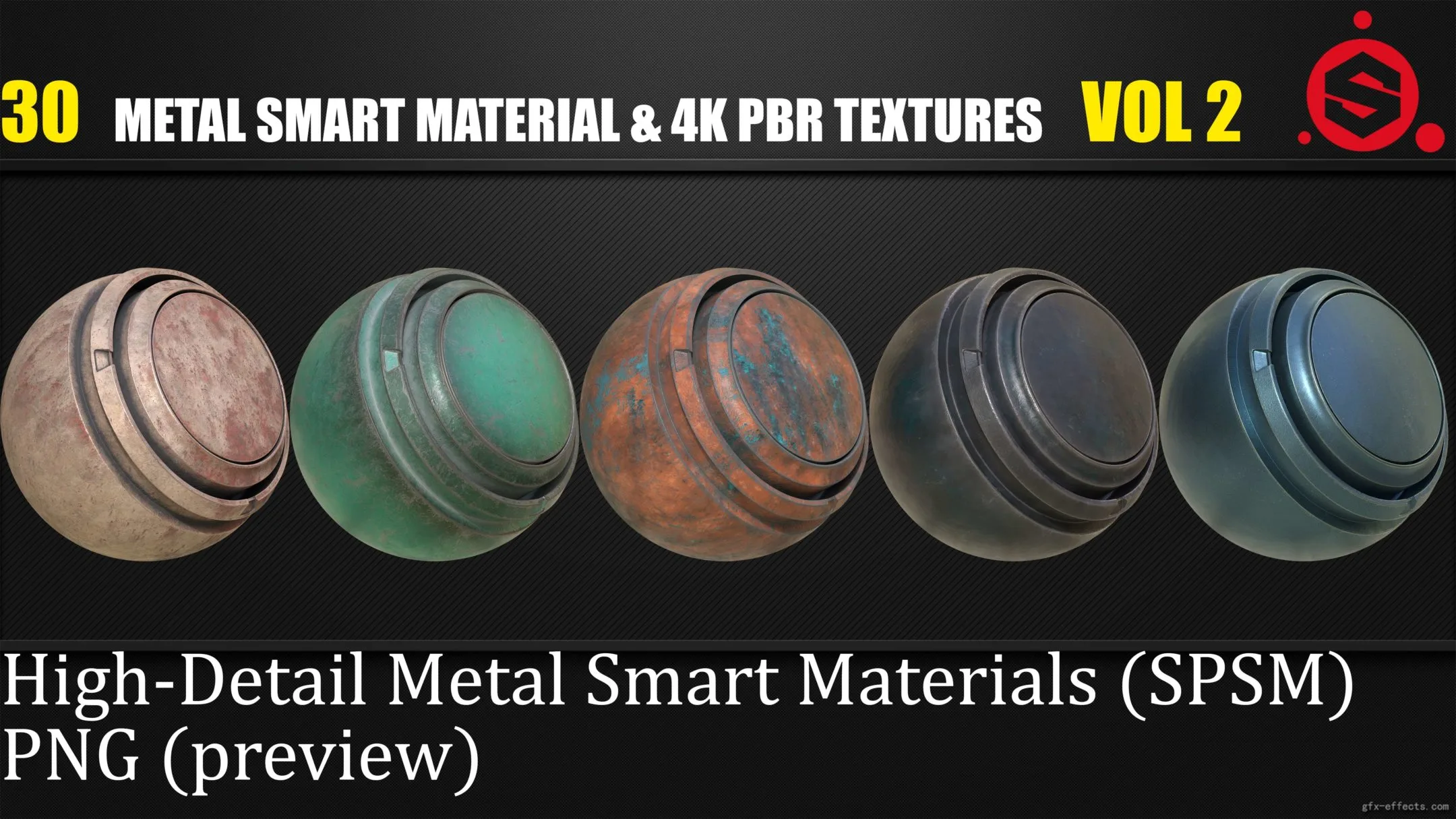 30 Metal Smart Materials + 4K PBR Textures vol 2