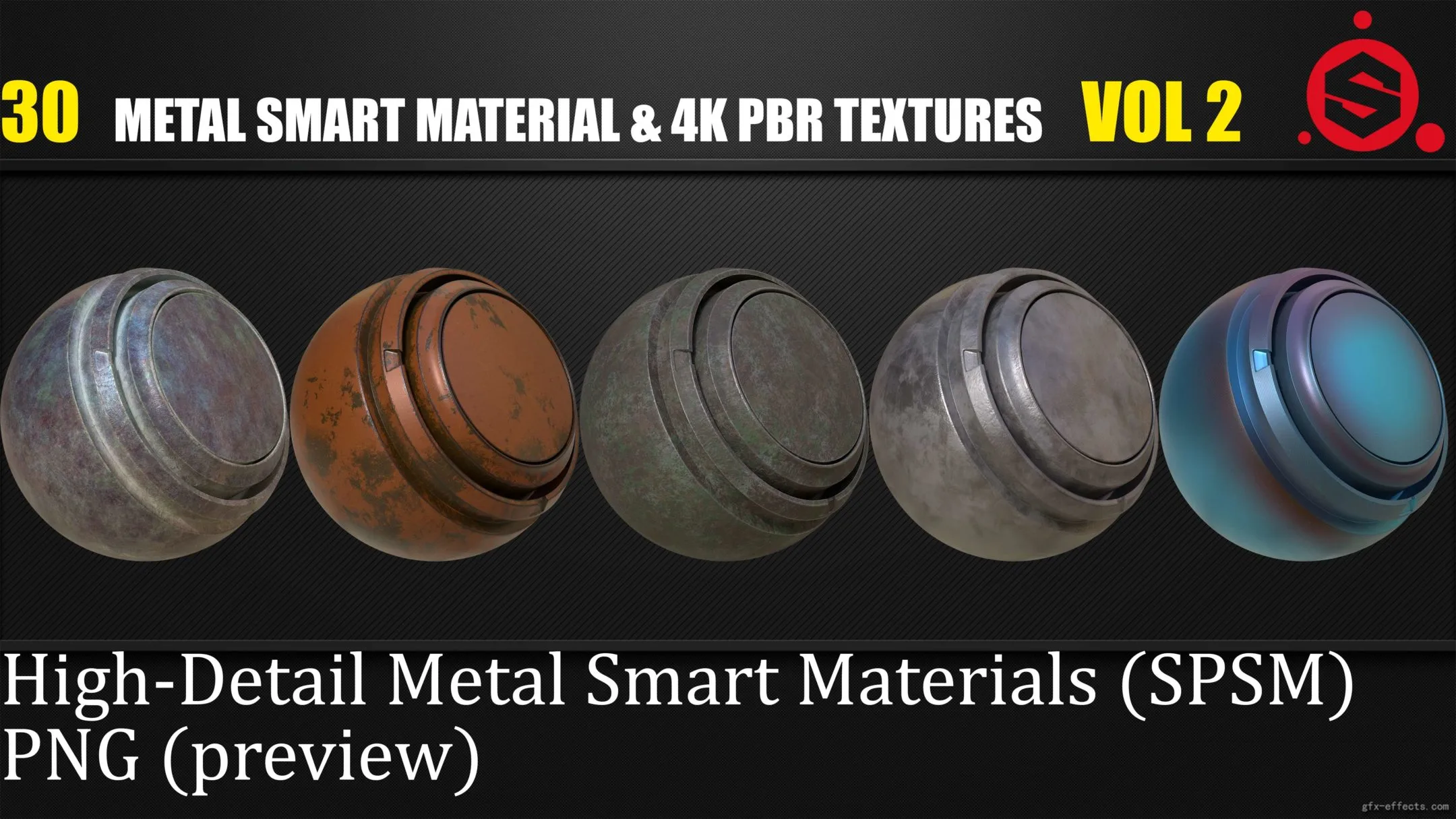 30 Metal Smart Materials + 4K PBR Textures vol 2