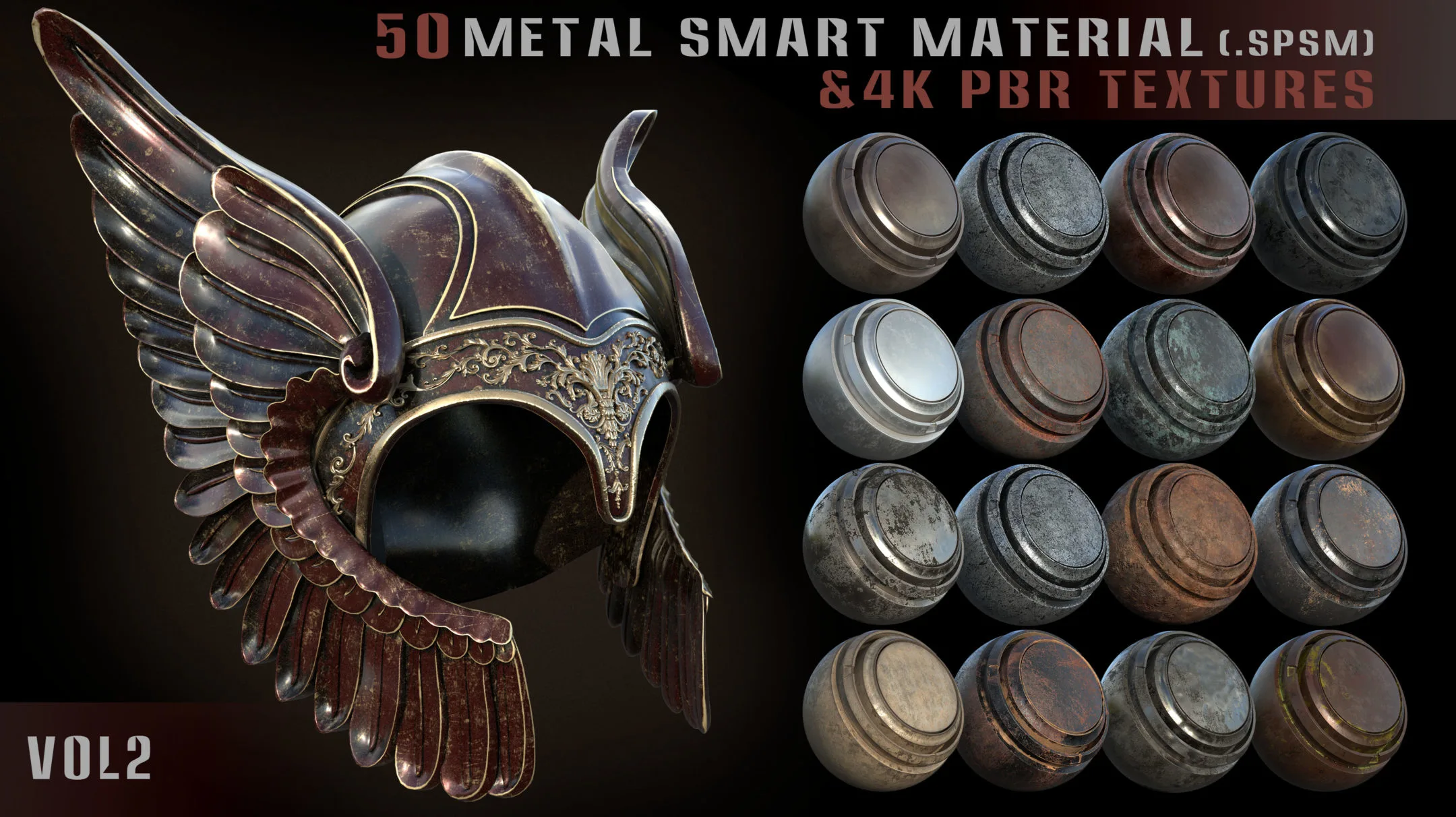 50 metal smart materials + 4k pbr textures - vol 2