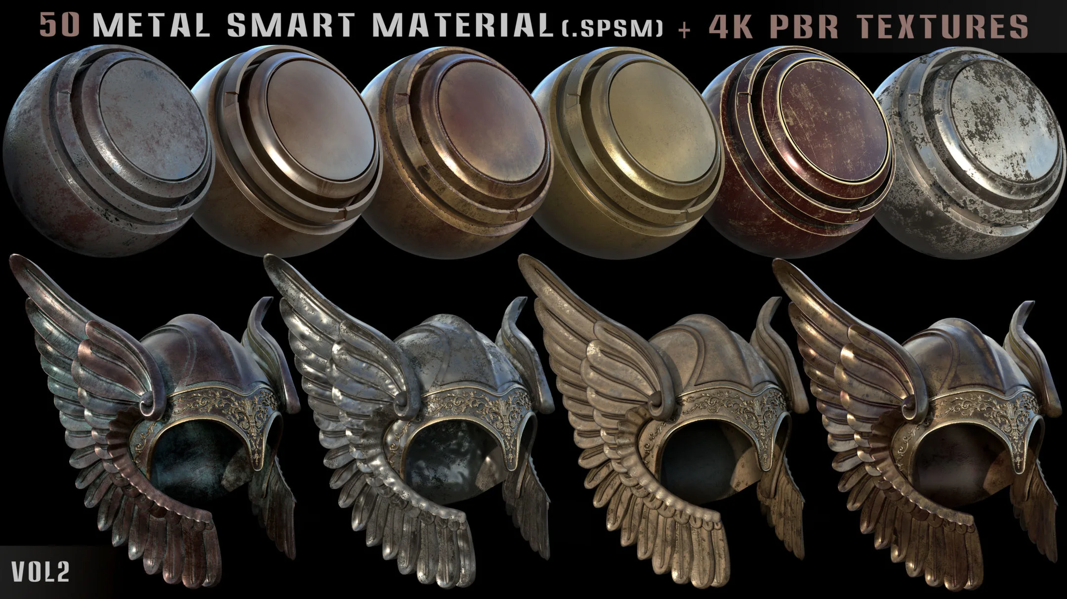 50 metal smart materials + 4k pbr textures - vol 2