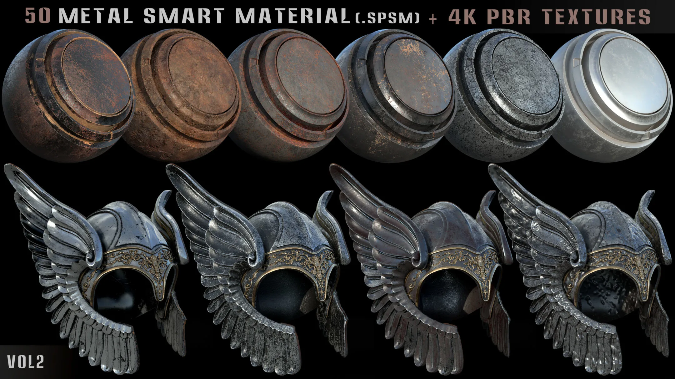 50 metal smart materials + 4k pbr textures - vol 2