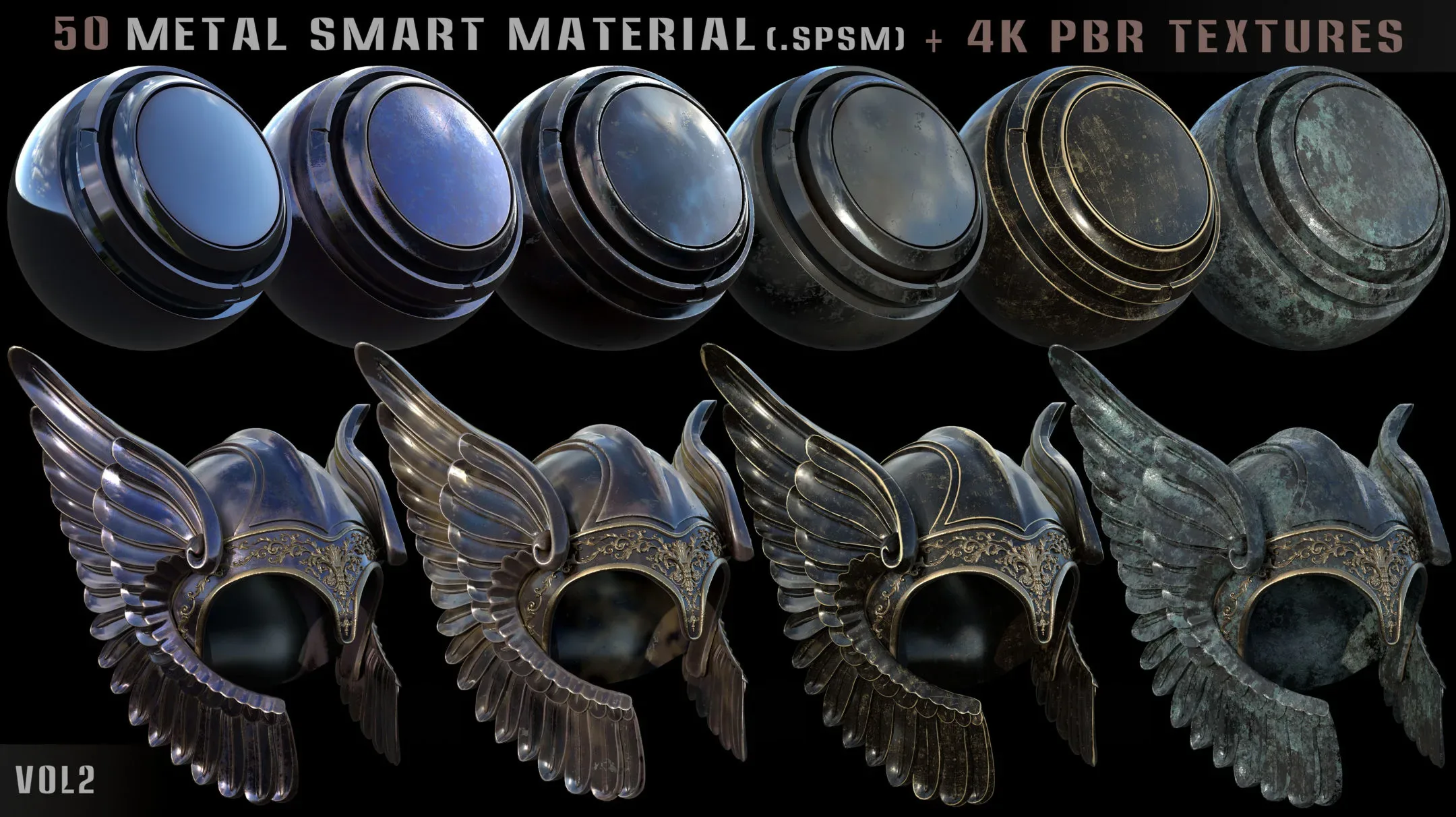 50 metal smart materials + 4k pbr textures - vol 2