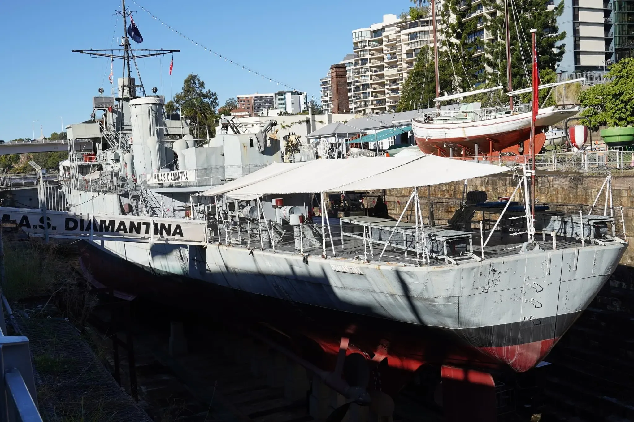 680 photos of WWII Navy Frigate in Dry Dock