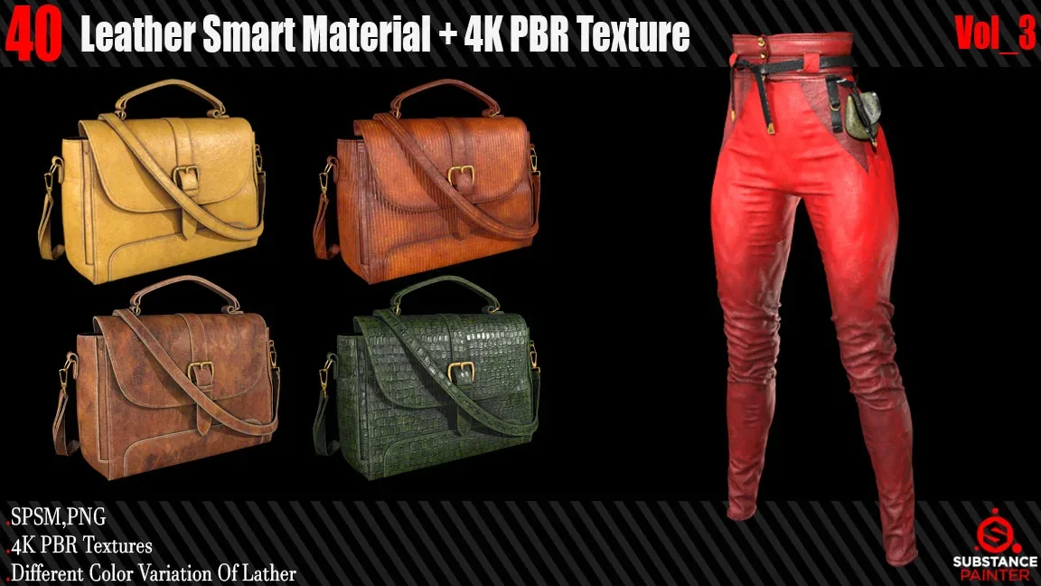 40 Leather Smart Material + 4K PBR Texture Vol_3