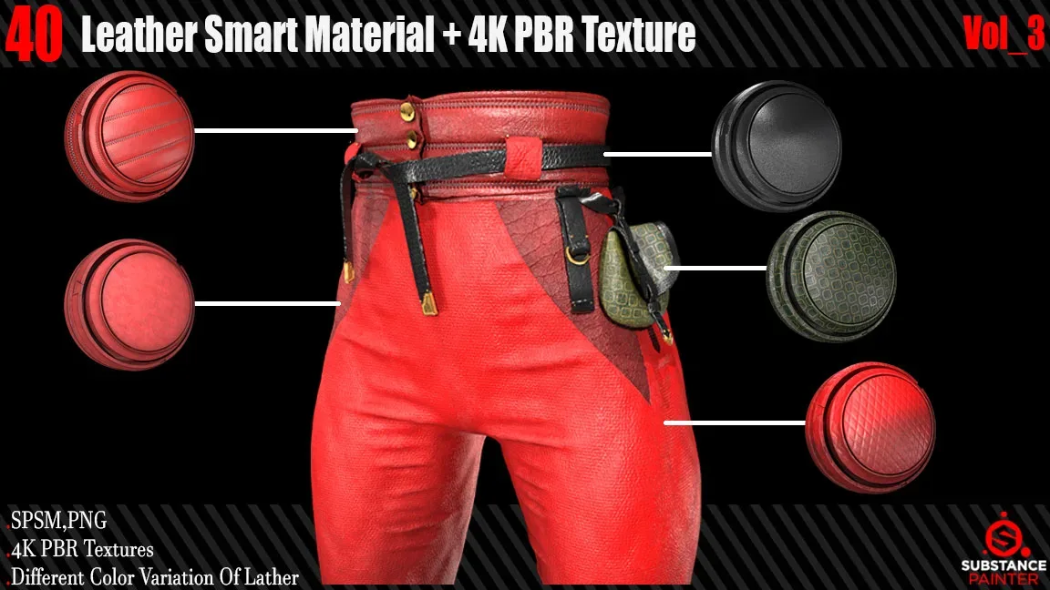 40 Leather Smart Material + 4K PBR Texture Vol_3