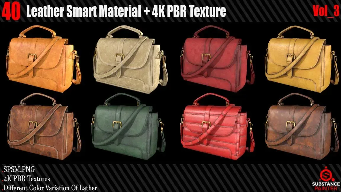 40 Leather Smart Material + 4K PBR Texture Vol_3