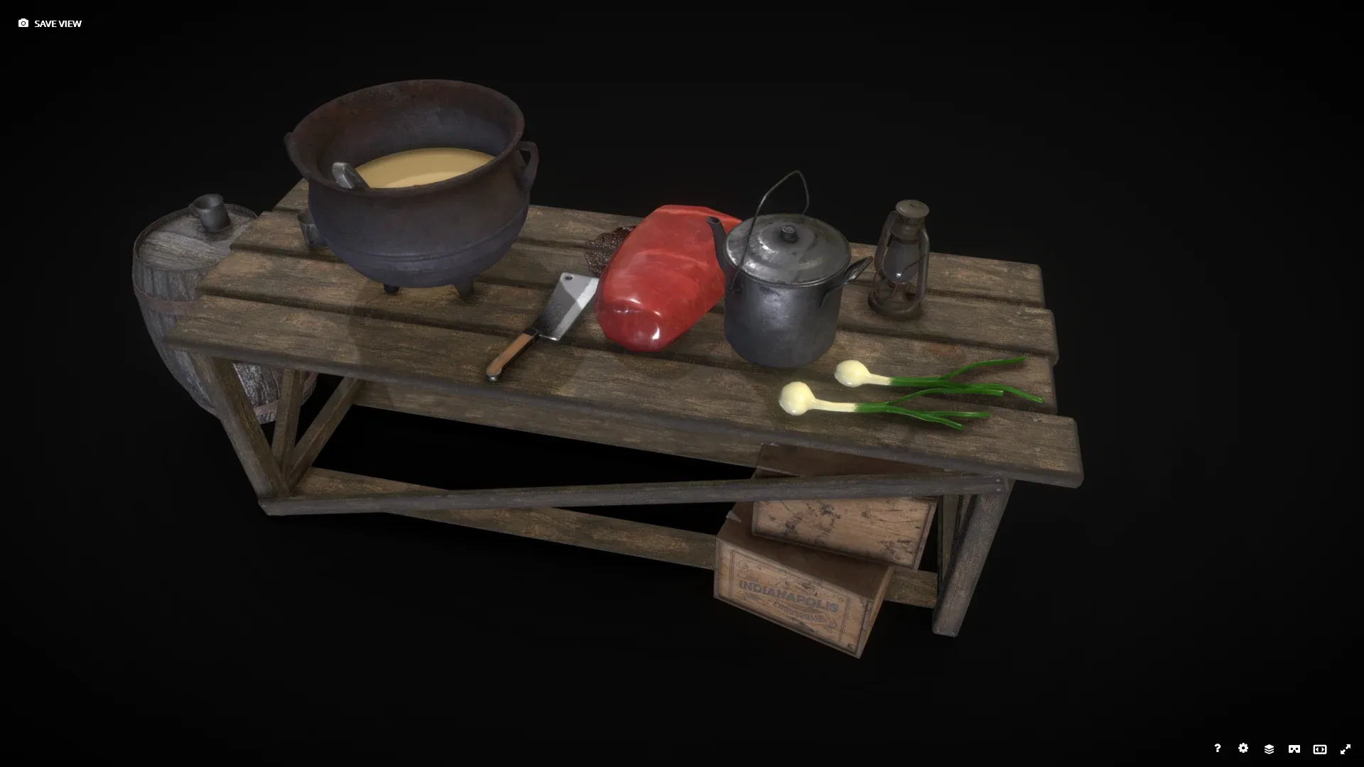 Game Asset - Table for preparing the stew Low-poly 3D model