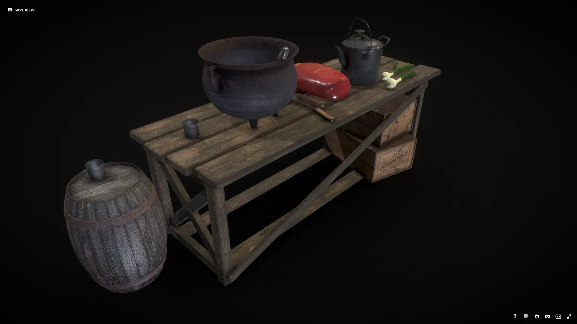 Game Asset - Table for preparing the stew Low-poly 3D model