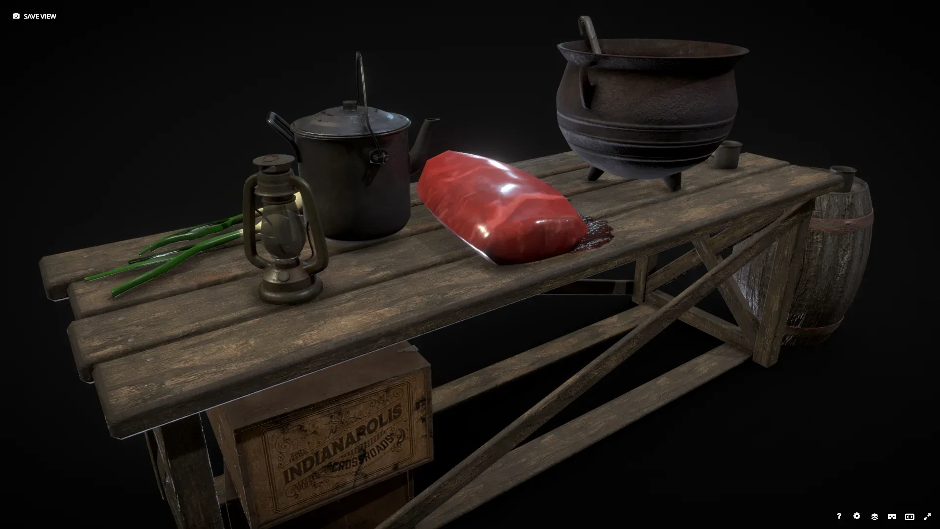 Game Asset - Table for preparing the stew Low-poly 3D model