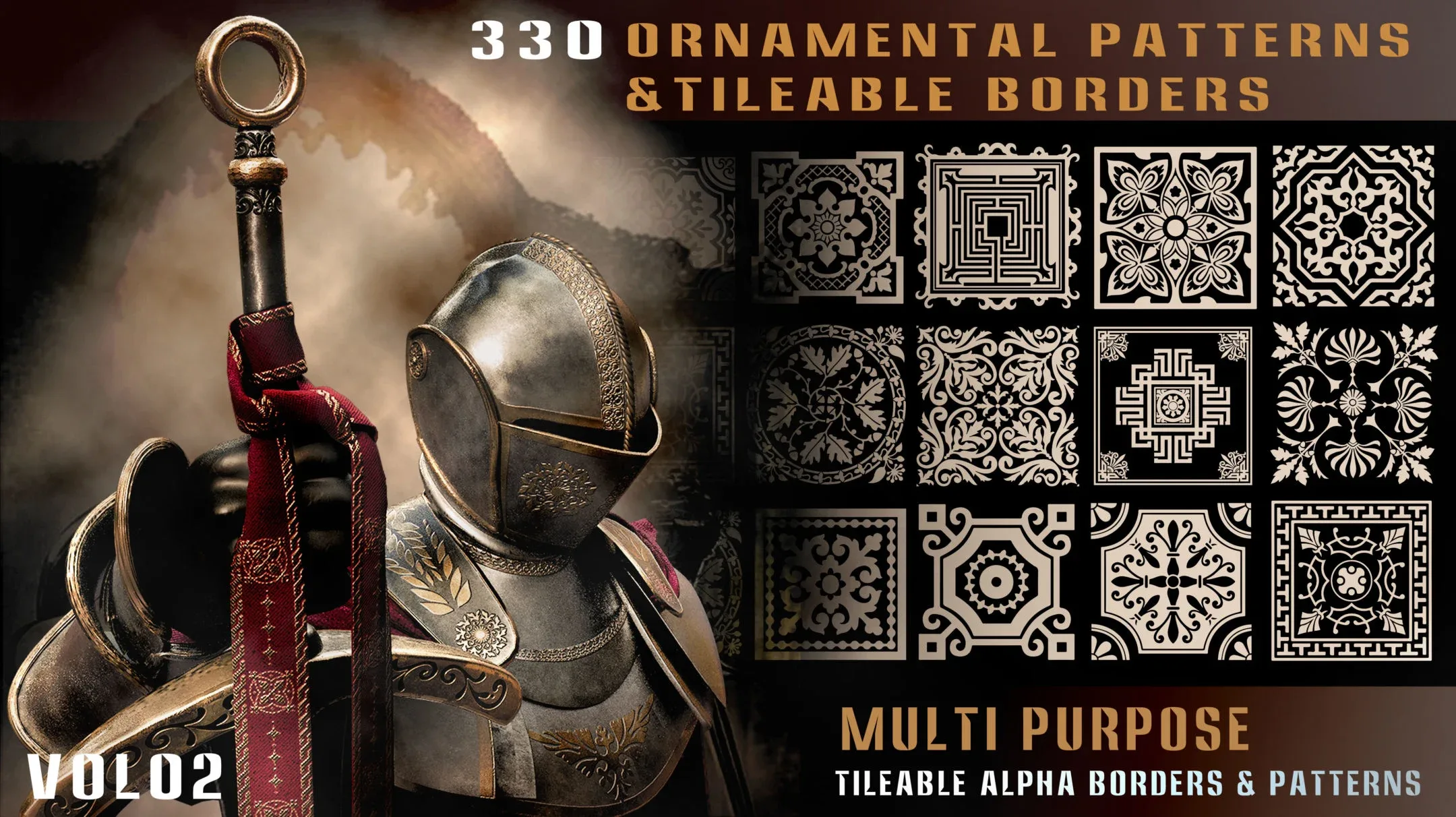 +1500 ornamental seamless ALPHA pattern and borders BUNDLE (30% OFF)