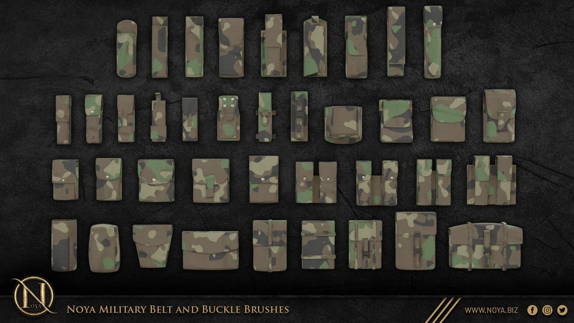 Zbrush | 133 Military Belt And Buckle Brushes