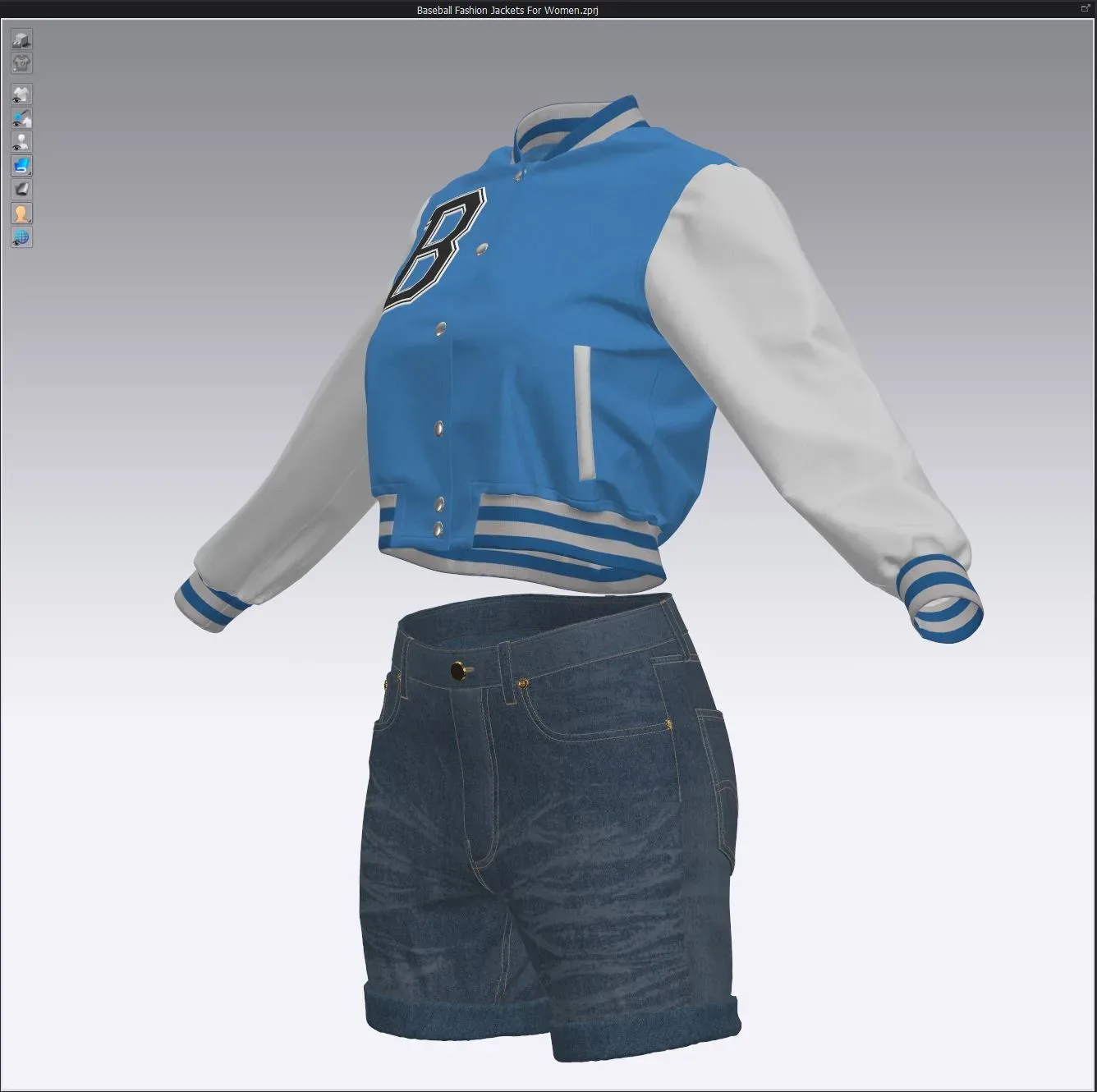 Baseball Fashion Jackets For Women, marvelous designer,clo3d